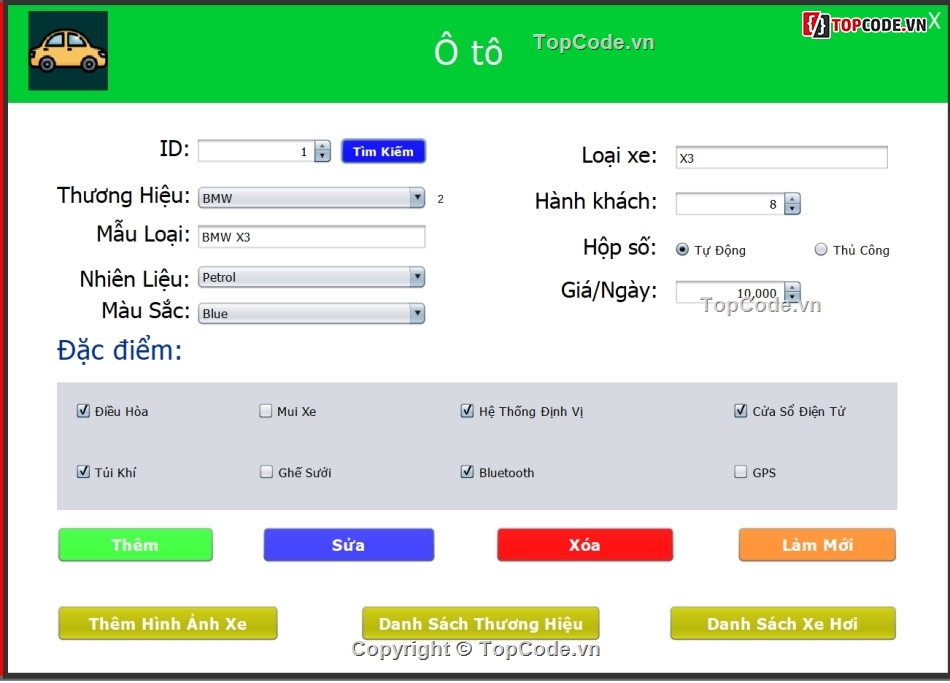 Code đồ án,Java 3 Layers,Quản lý thuê xe ô tô